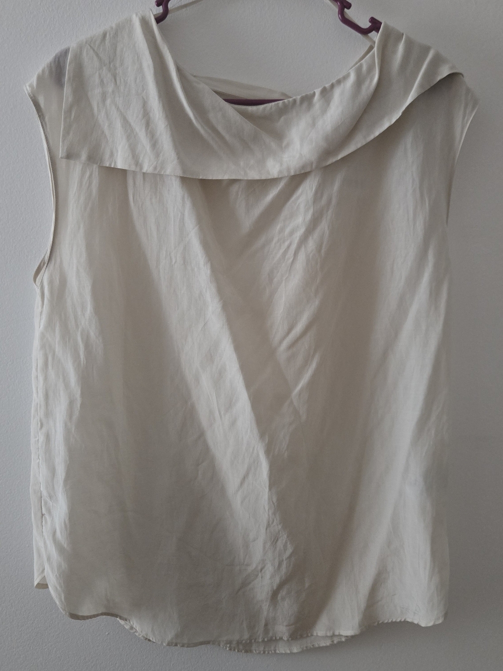 Zara Cream Draped Neck Sleeveless Top